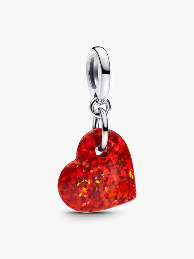 Işıltılı Kırmızı Kalp Sallantılı Charm
