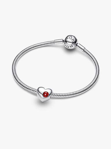 Özel Baskı Yapılabilir Kırmızı Taşlı Kalp Charm