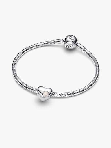 Özel Baskı Yapılabilir Beyaz Taşlı Kalp Charm