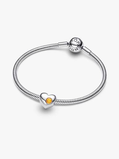Özel Baskı Yapılabilir Bal Rengi Taşlı Kalp Charm