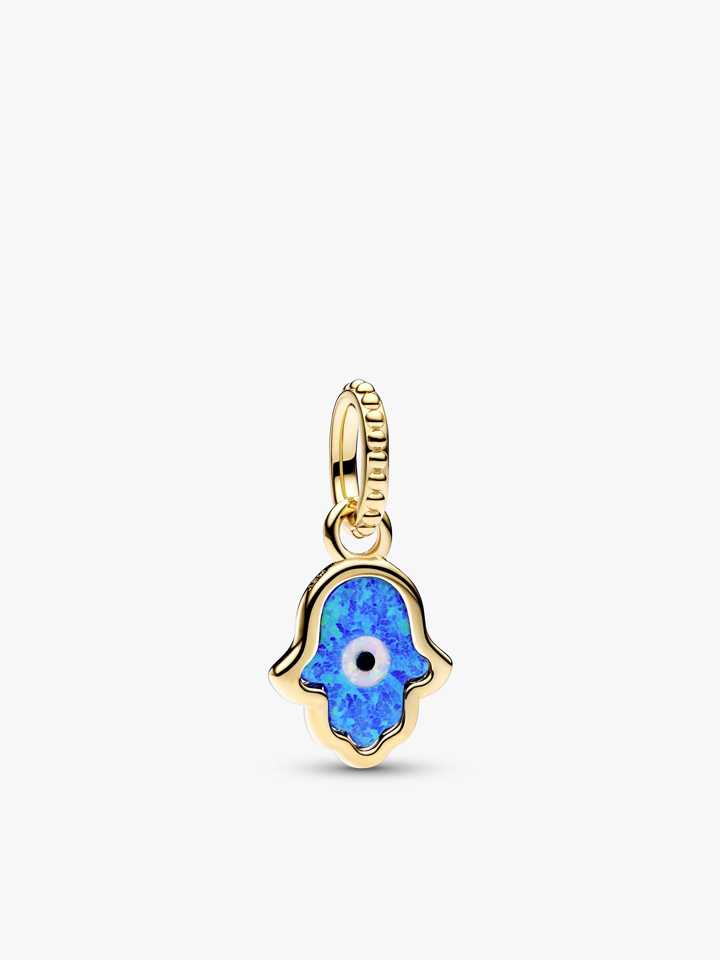 Işıltılı Mavi Hamsa'nın Eli Sallantılı Charm