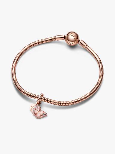 Pembe Kelebek Çift Sallantılı Charm