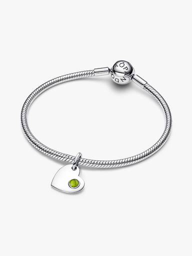 Ağustos İşleme Yapılabilir Kalp Bahar Yeşili Taşlı Sallantılı Charm