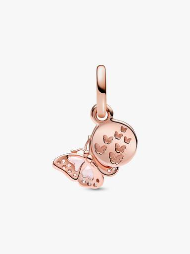 Pembe Kelebek Çift Sallantılı Charm