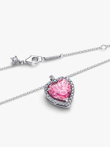 Pembe Hale Kalp Madalyon Kolye