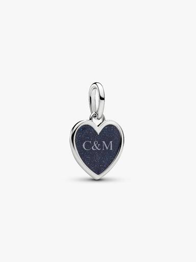 Özel Baskı Yapılabilir Mavi Kalp Sallantılı Charm