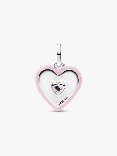 Parlak Pembe Kalp Madalyon Charm