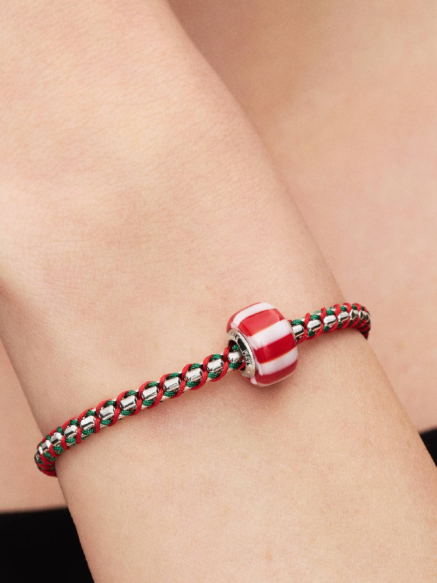 Kırmızı Nane Şekeri Murano Camı Charm 