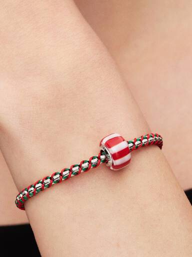 Kırmızı Nane Şekeri Murano Camı Charm