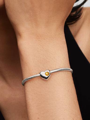 Özel Baskı Yapılabilir Bal Rengi Taşlı Kalp Charm