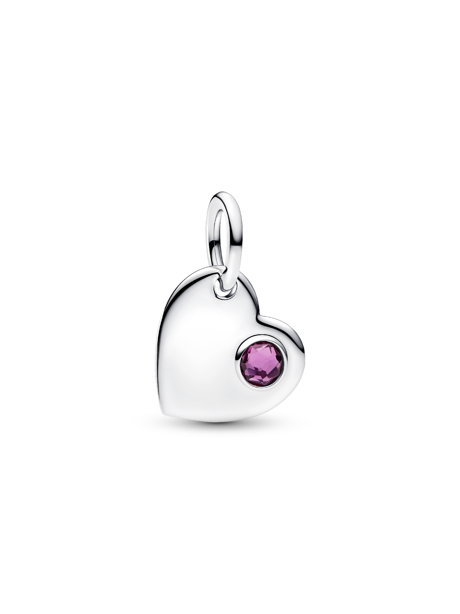 İşleme Yapılabilir Kalp Mor Taşlı Sallantılı Charm