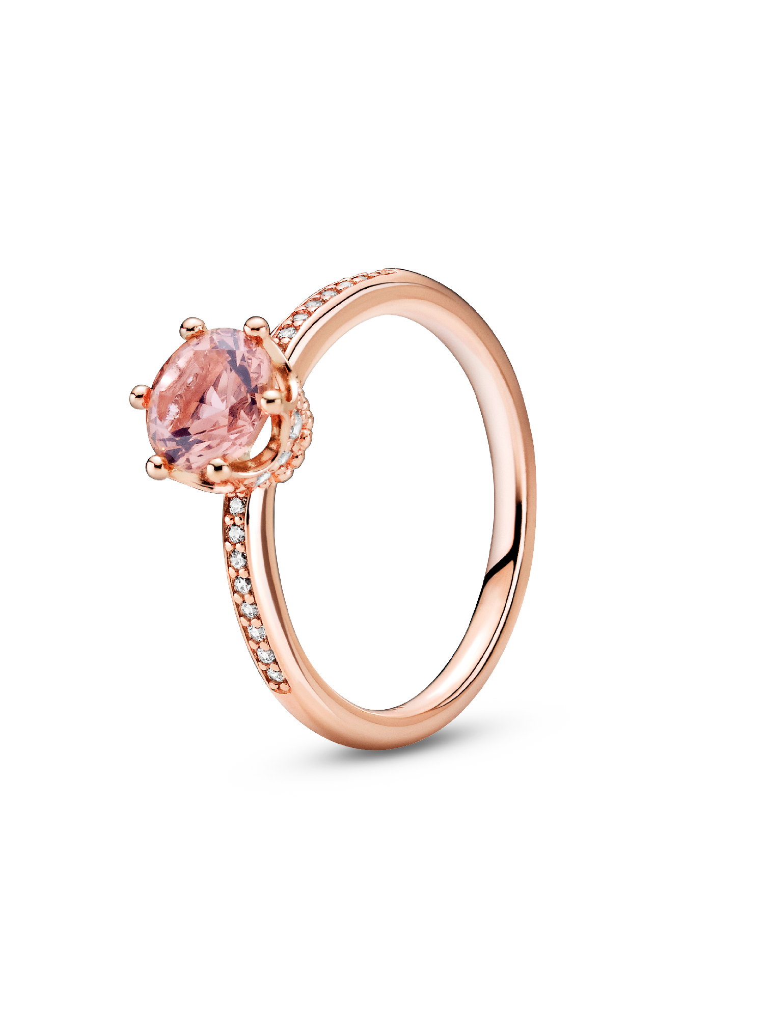 Pembe Işıltılı Taç Tektaş Yüzük