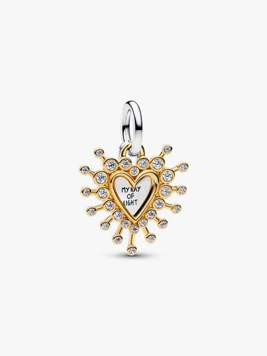 Parlak Kalp Çift Sallantılı Charm
