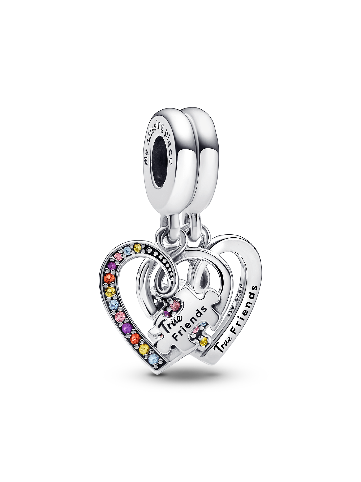 Puzzle Parçası ve Kalpli Arkadaşlık Sallantılı Charm | 925 ayar