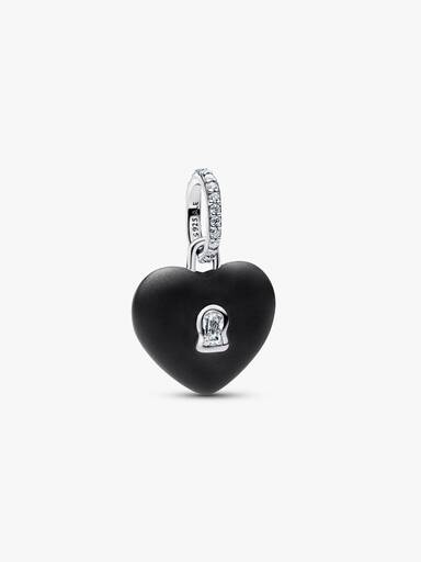 Mat Siyah Seramik Kalp Asma Kilit Sallantılı Charm