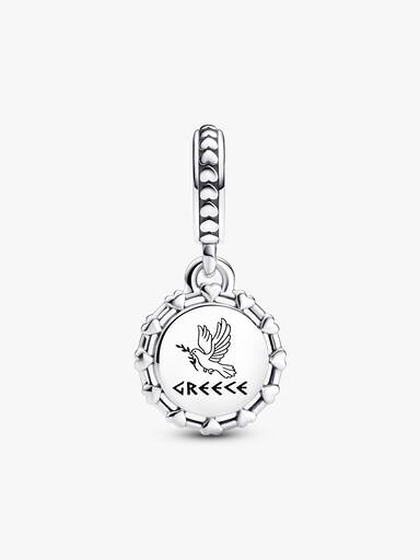 Pathenon and dove sterling silver dangle
