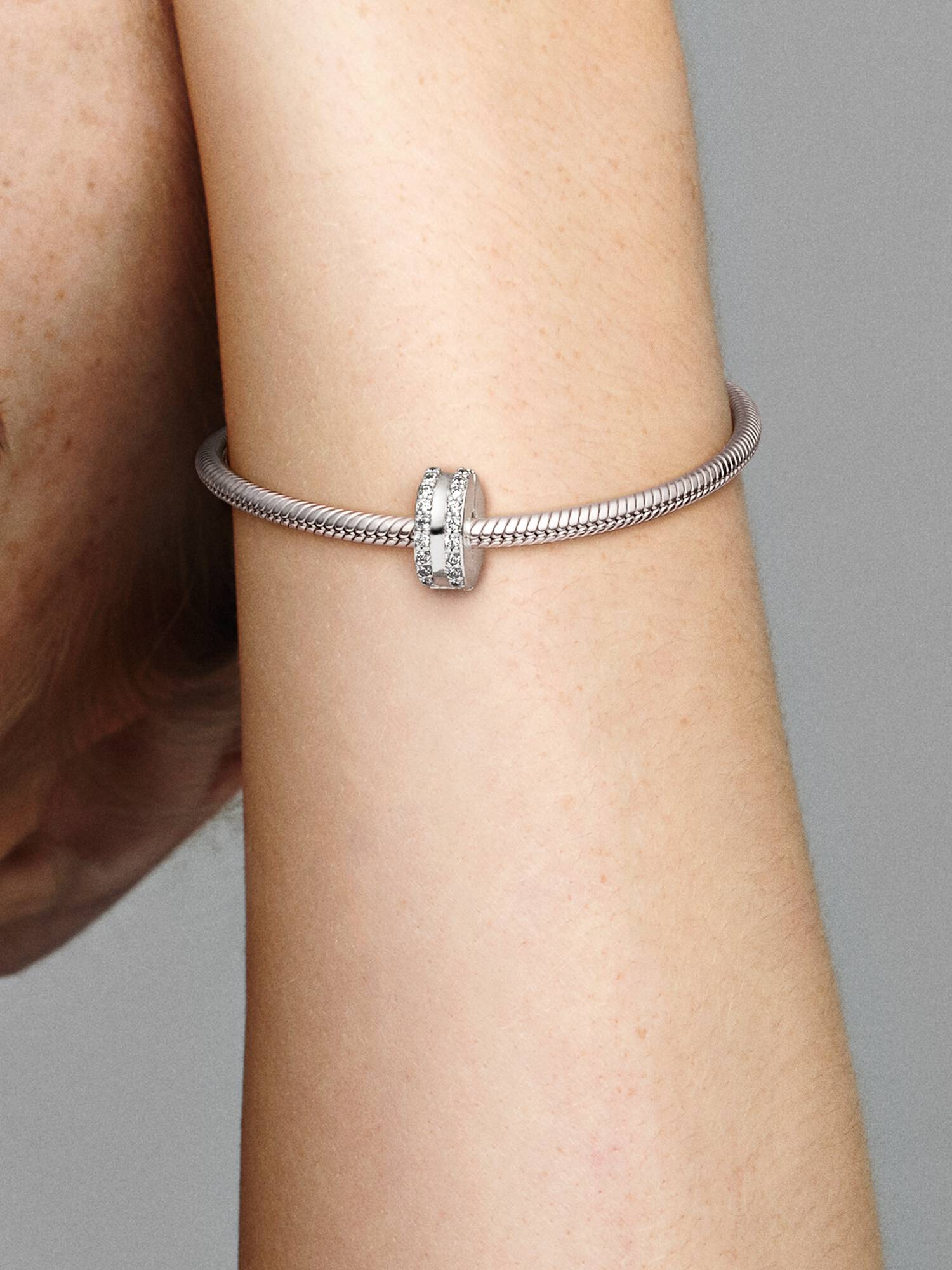 Çift Hatlı Pavé Klips Charm