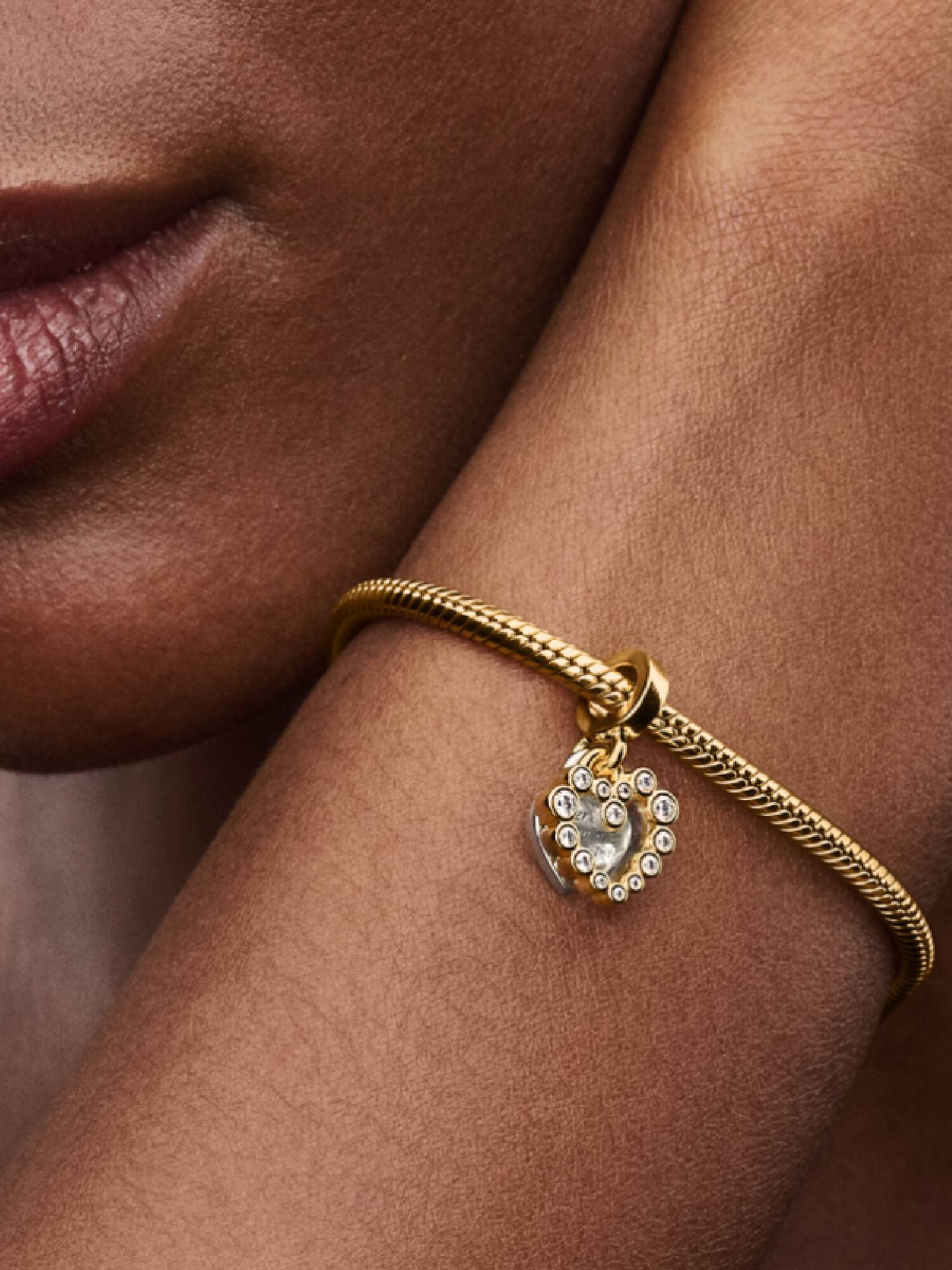 Işıltılı Kalp Çift Sallantılı Charm
