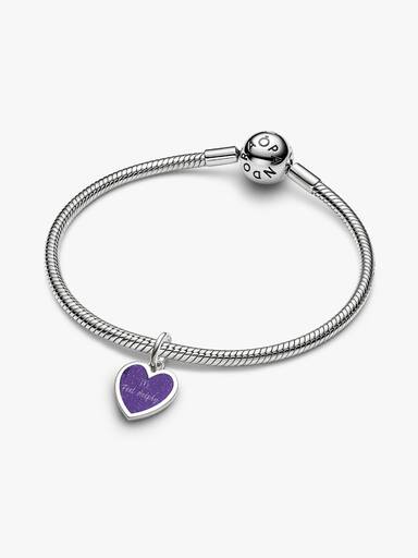 Özel Baskı Yapılabilir Mor Kalp Sallantılı Charm