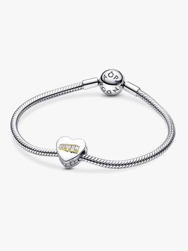 Milano heart sterling silver charm with yellow enamel
