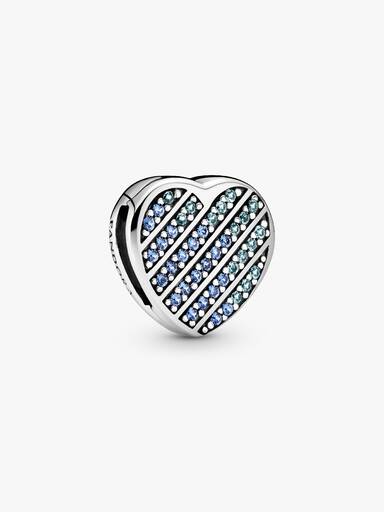 Mavi Pavé Kalp Klips Charm