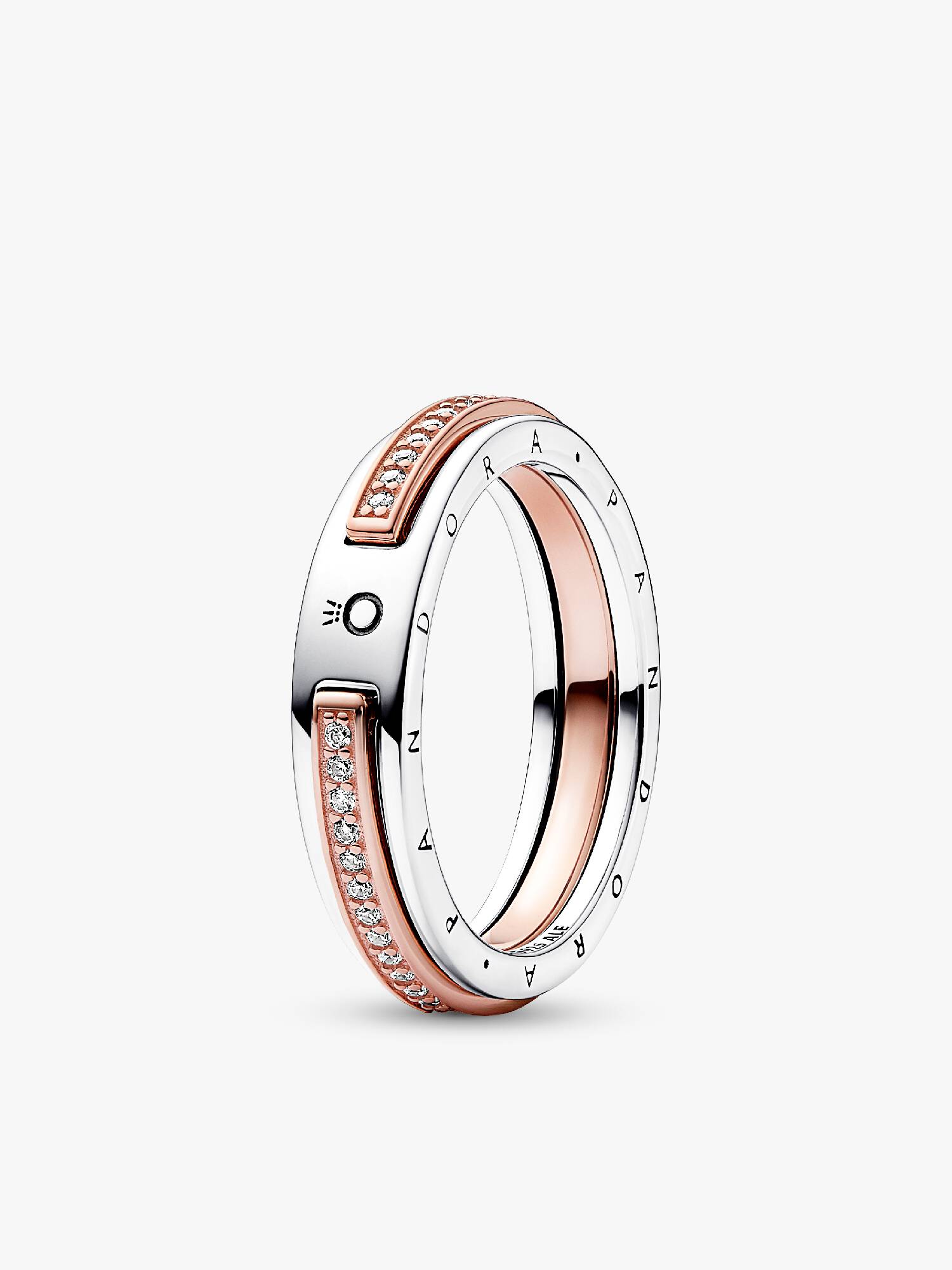 Pandora Signature İki Renkli Logo ve Pavé Yüzük