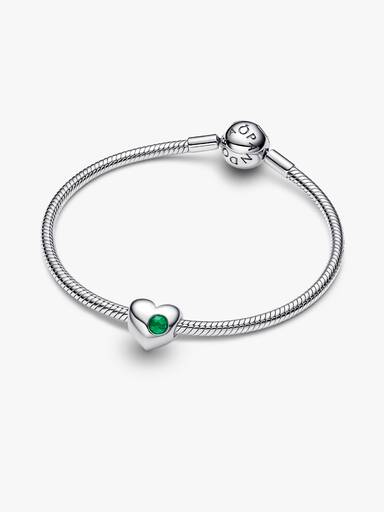 Özel Baskı Yapılabilir Yeşil Taşlı Kalp Charm