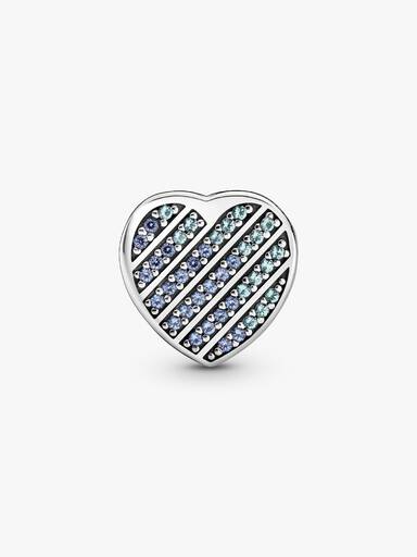 Mavi Pavé Kalp Klips Charm