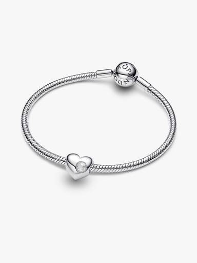 Özel Baskı Yapılabilir Şeffaf Taşlı Kalp Charm