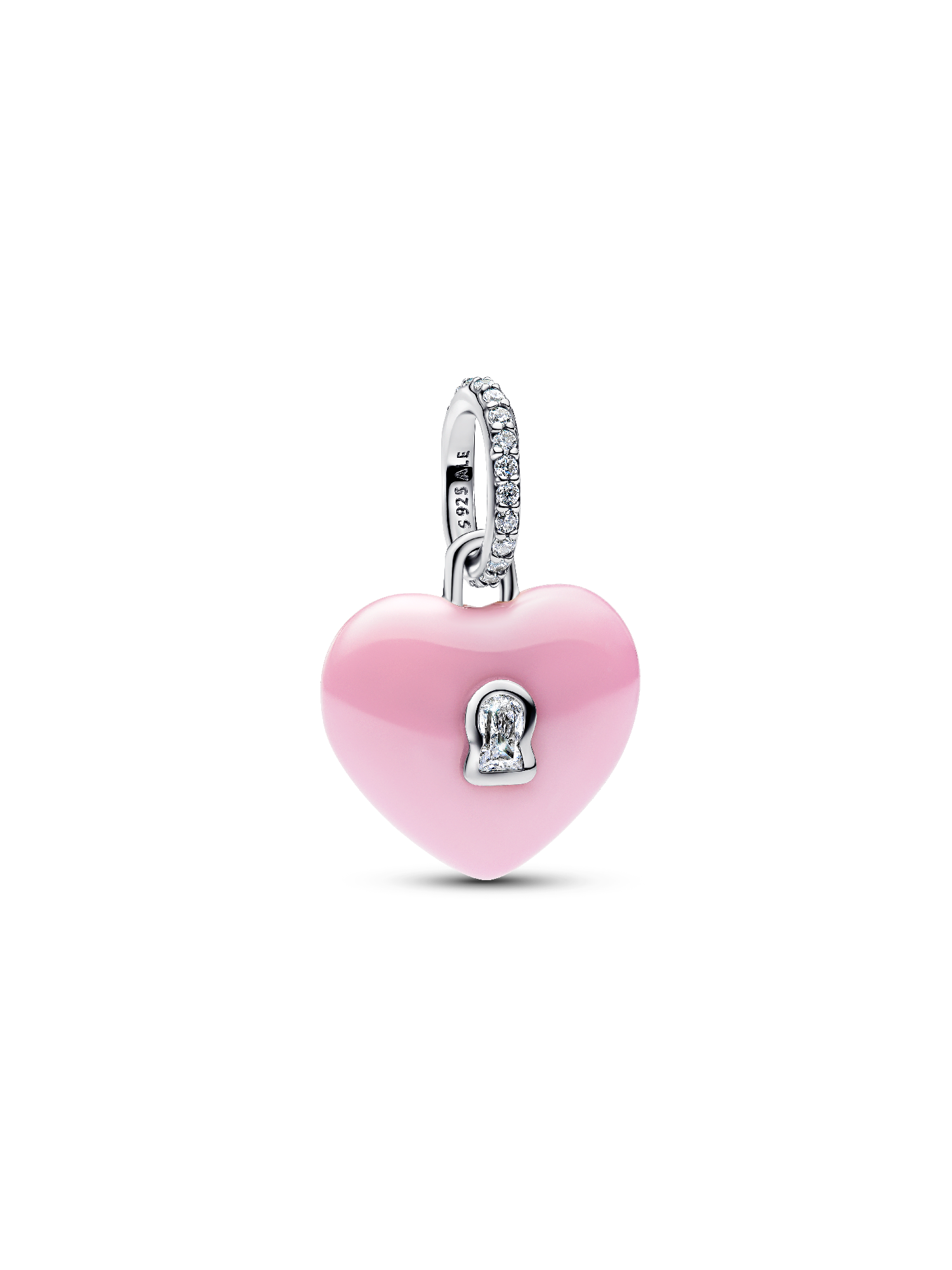 Pembe Seramik Kalp Kilit Sallantılı Charm