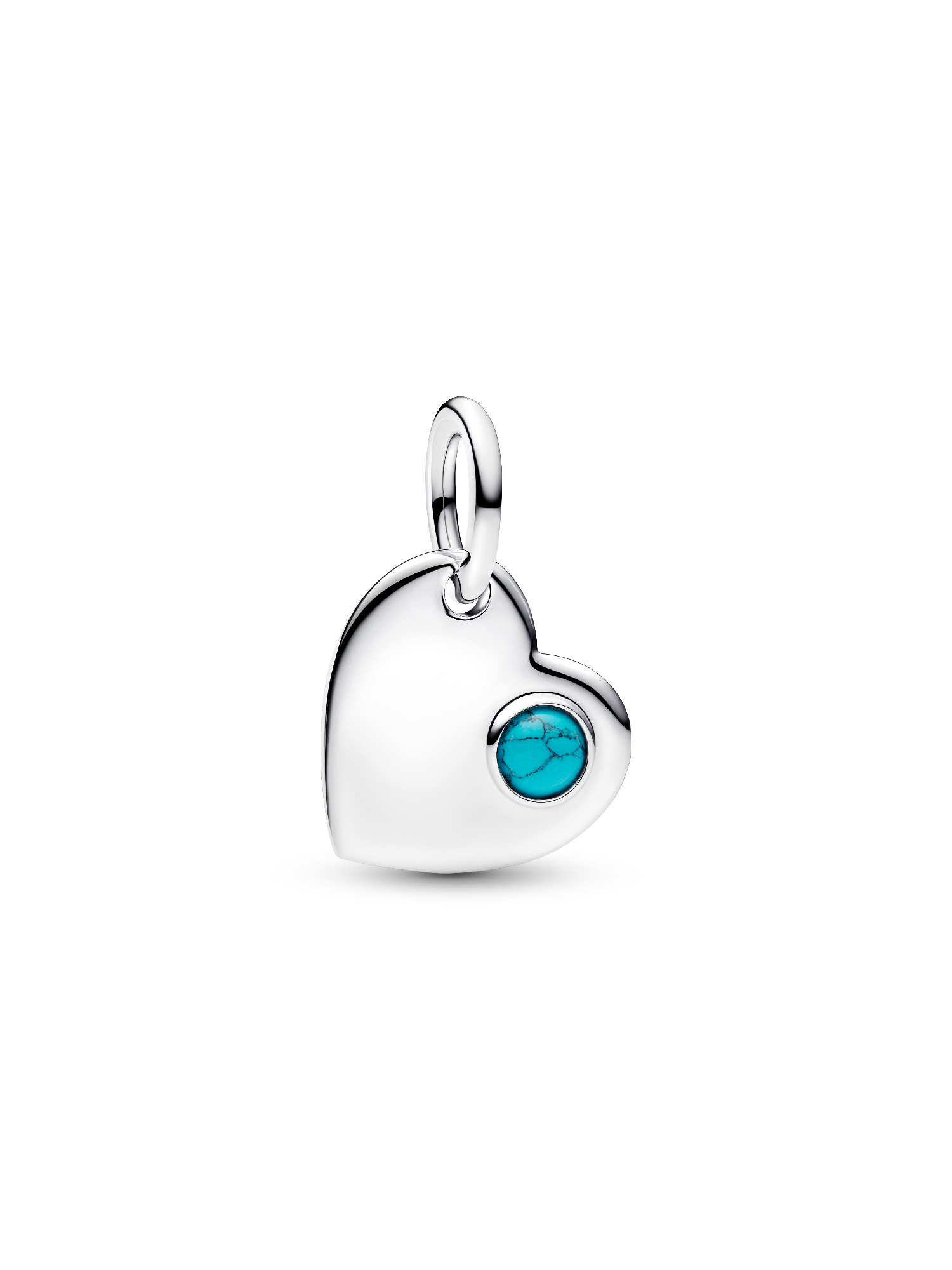 İşleme Yapılabilir Kalp Turkuaz Mavi Taşlı Sallantılı Charm