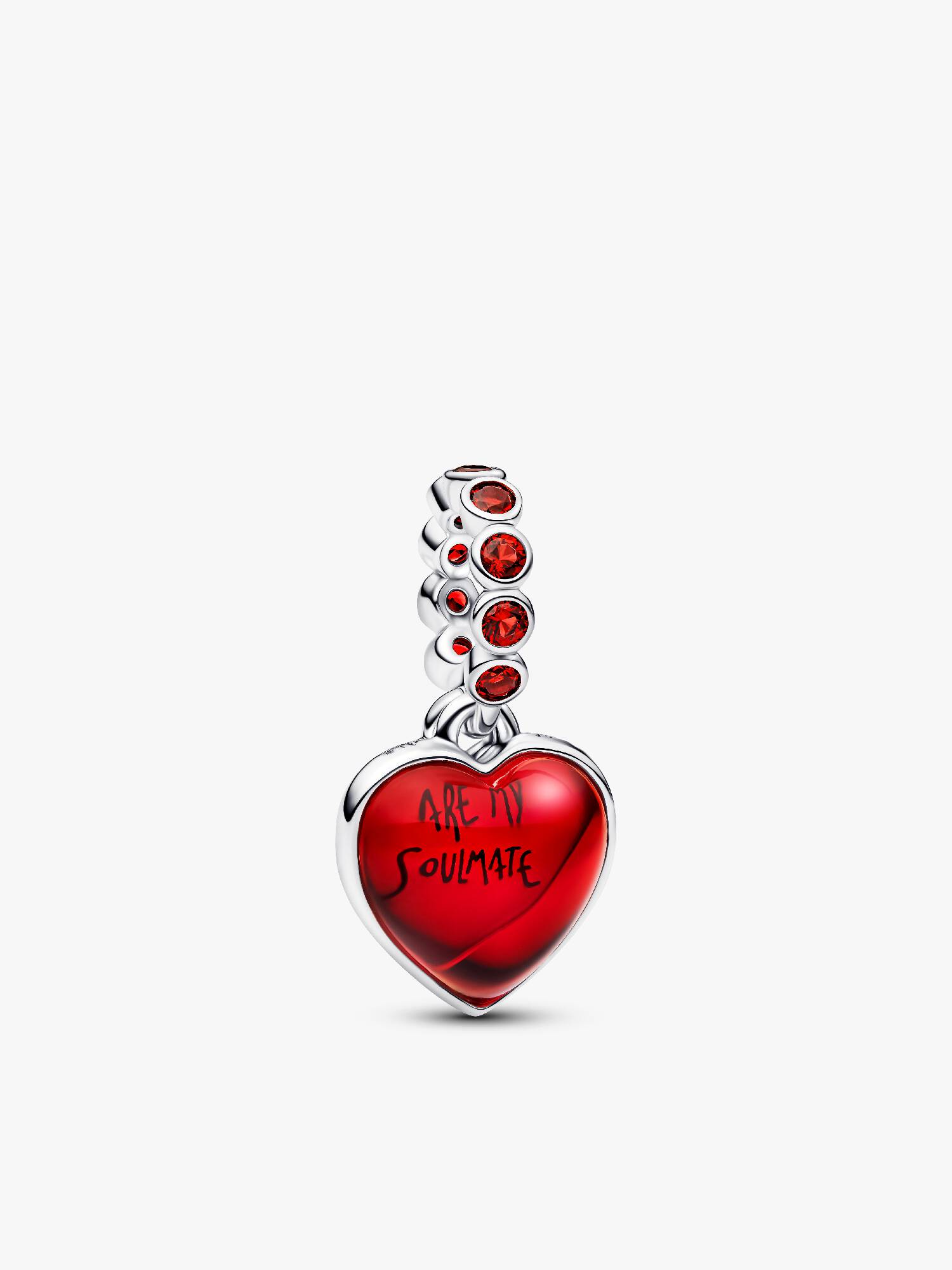 Kırmızı Murano Camı Kalp Çift Sallantılı Charm