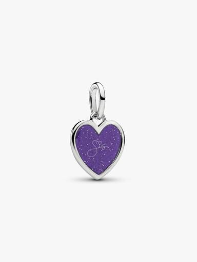 Özel Baskı Yapılabilir Mor Kalp Sallantılı Charm