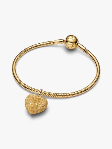 Dokulu Kabarık Kalp Sallantılı Charm