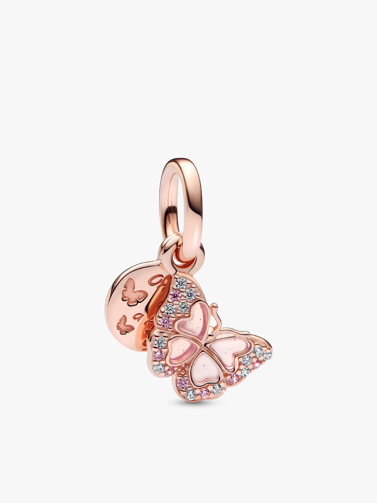 Pembe Kelebek Çift Sallantılı Charm