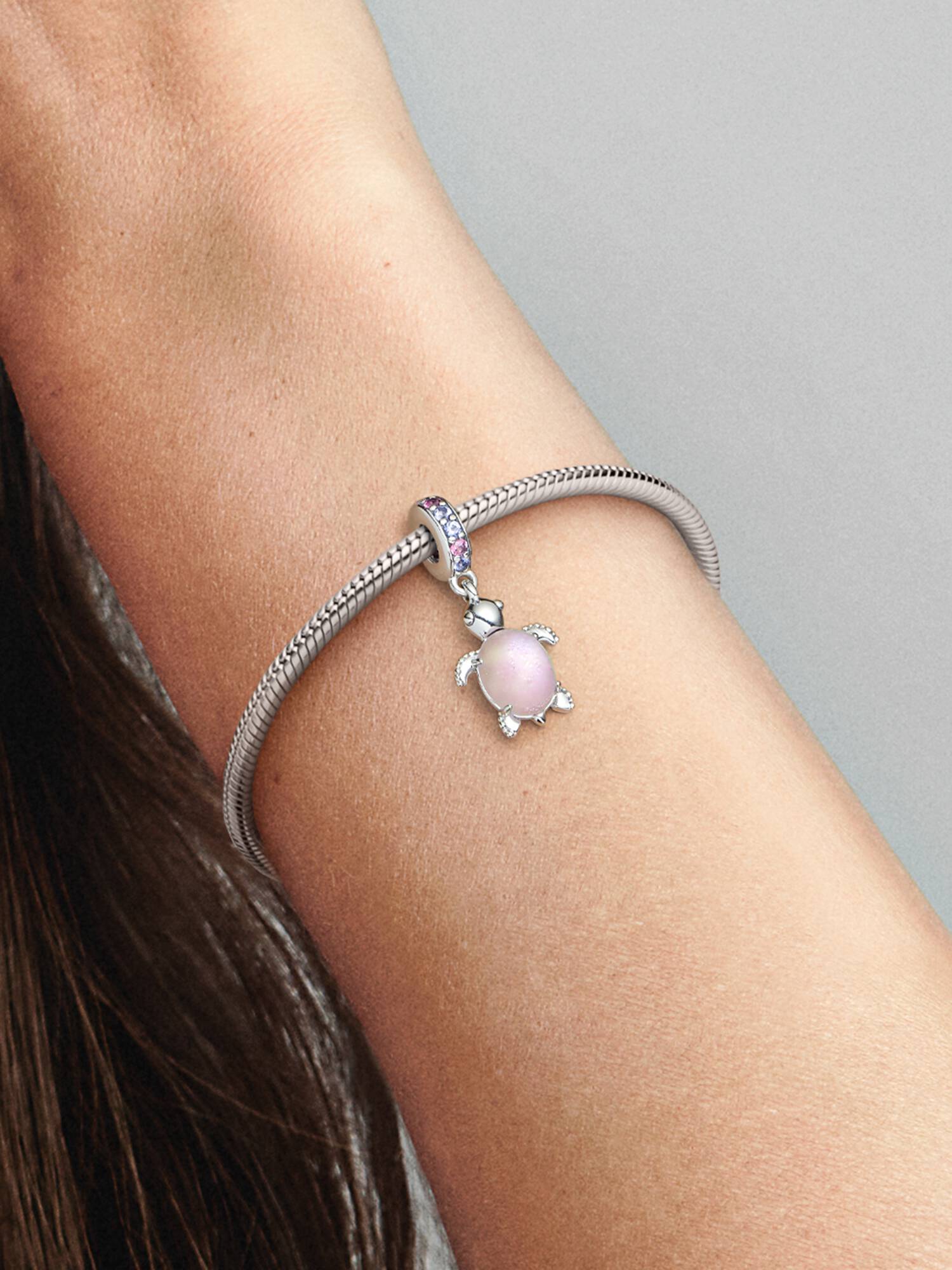 Murano Camı Pembe Deniz Kaplumbağası Sallantılı Charm