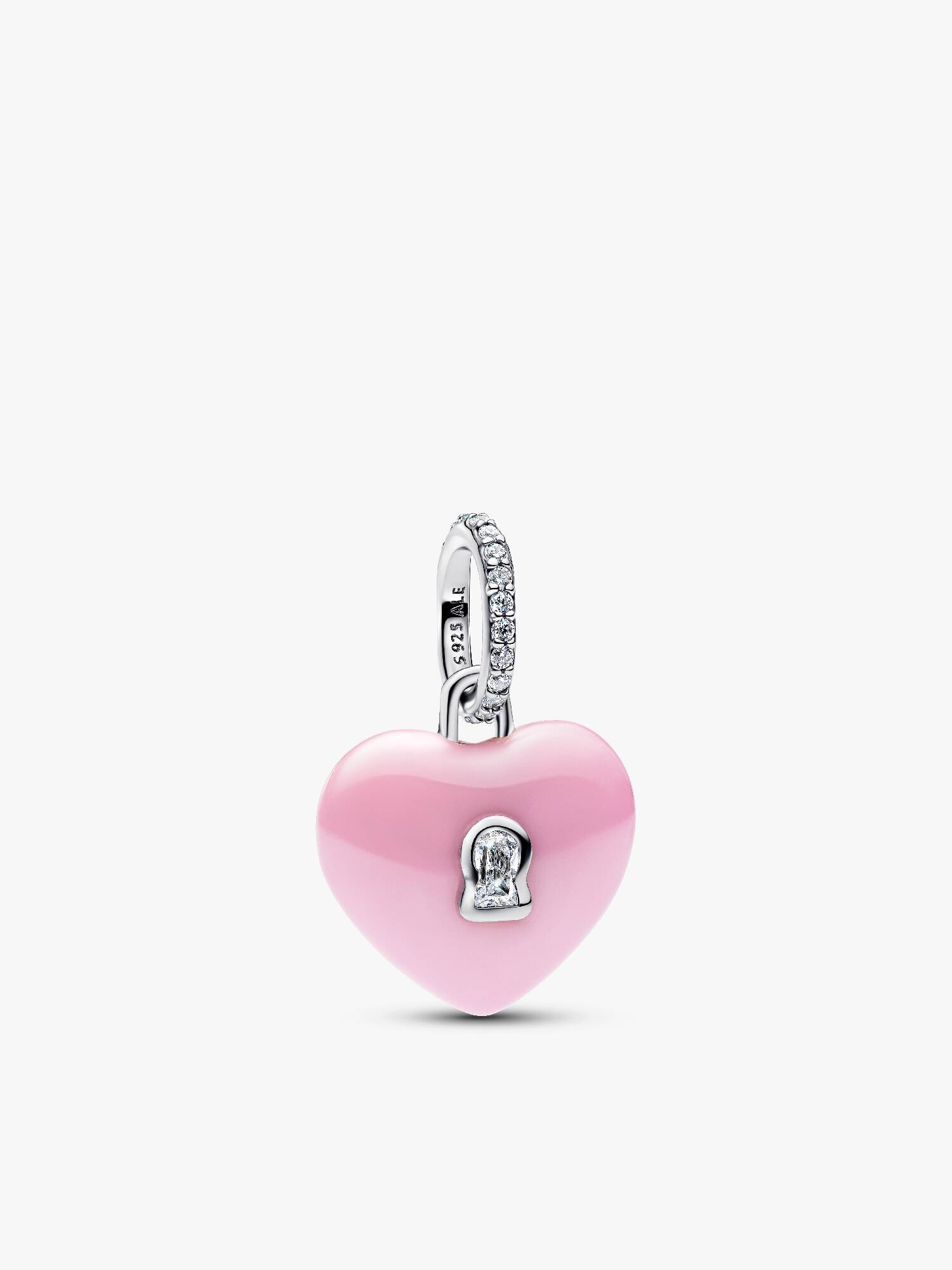 Pembe Seramik Kalp Kilit Sallantılı Charm