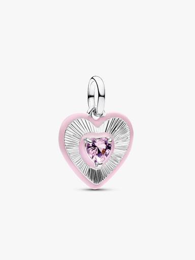 Parlak Pembe Kalp Madalyon Charm