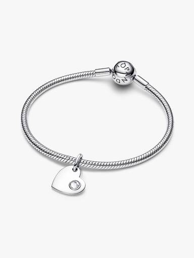 Nisan İşleme Yapılabilir Kalp Şeffaf Taşlı Sallantılı Charm