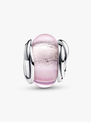 Etrafı Çevrili Pembe Murano Cam Charm
