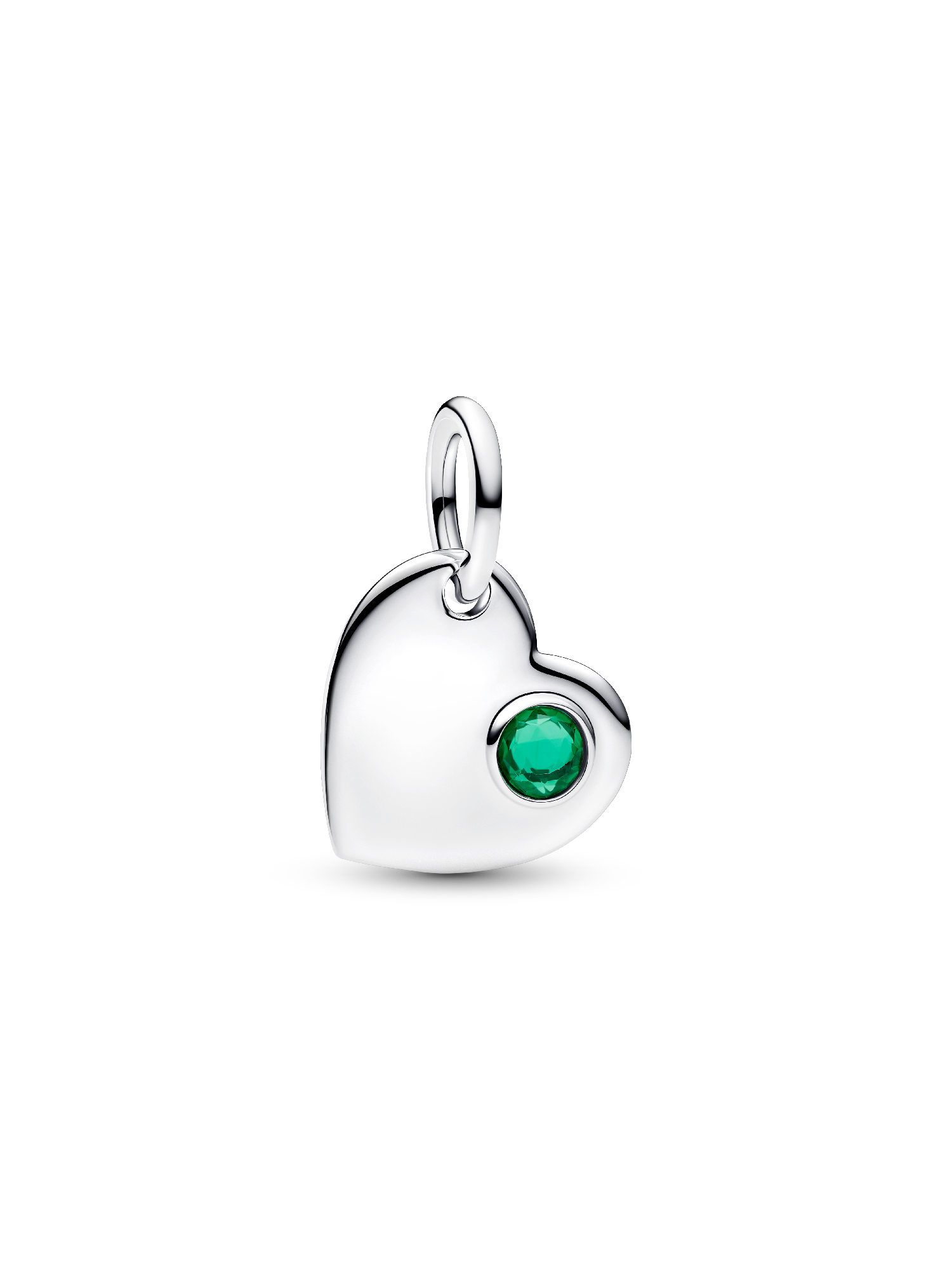 Mayıs İşleme Yapılabilir Kalp Yeşil Taşlı Sallantılı Charm