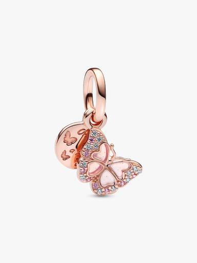 Pembe Kelebek Çift Sallantılı Charm
