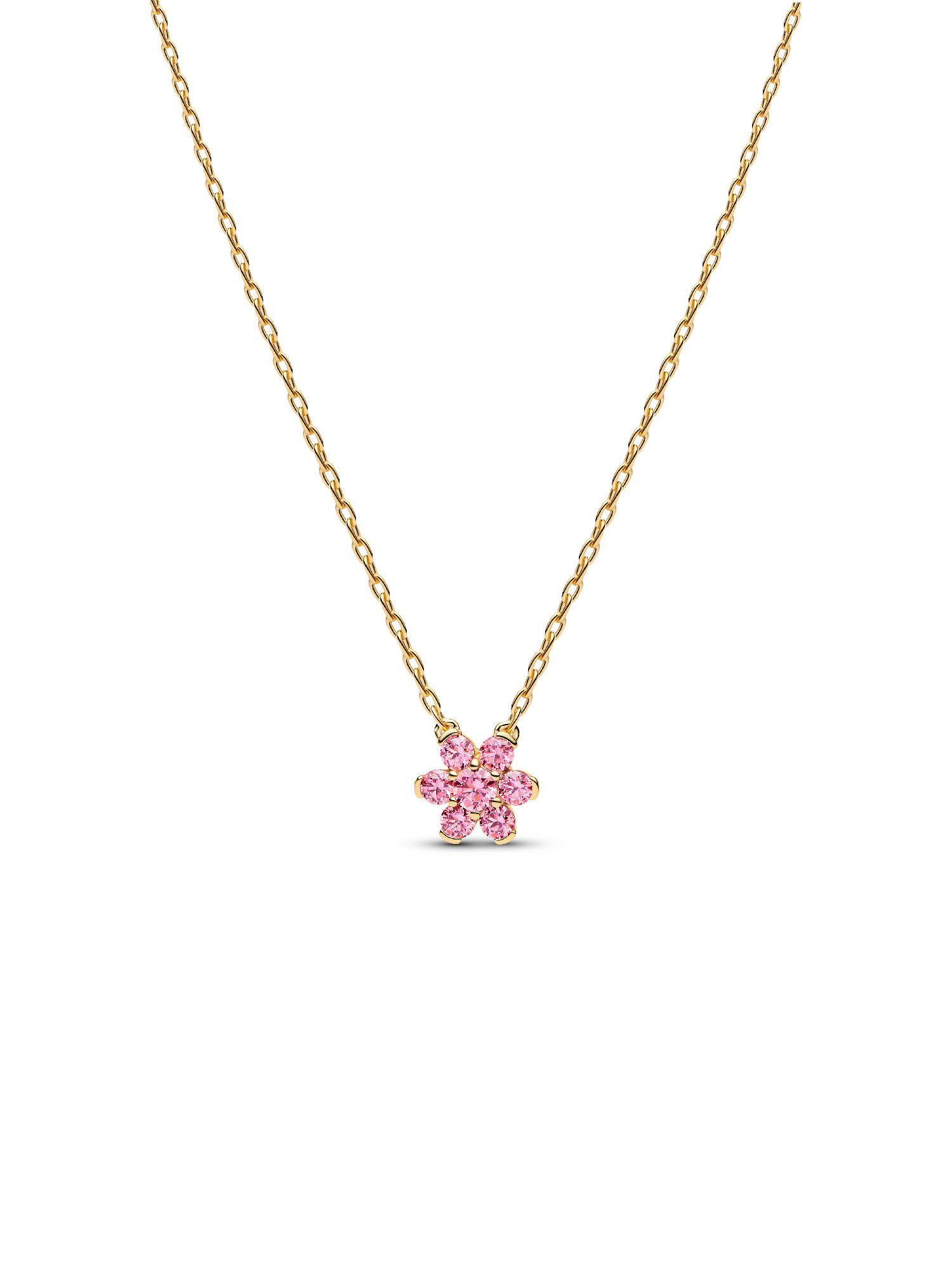 Işıltılı Pembe Çiçek Kolye