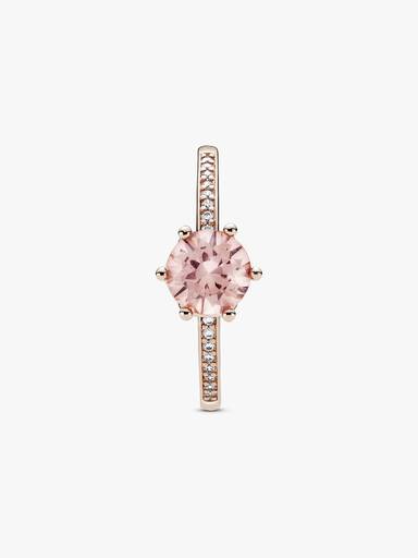 Pembe Işıltılı Taç Tektaş Yüzük