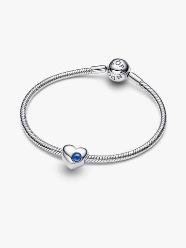 Özel Baskı Yapılabilir Mavi Taşlı Kalp Charm