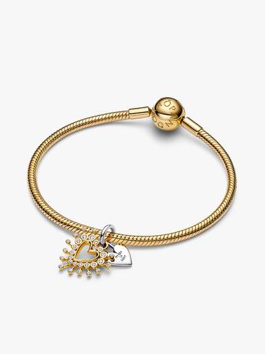 Parlak Kalp Çift Sallantılı Charm