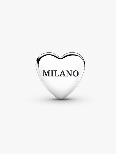 Milano heart sterling silver charm with yellow enamel