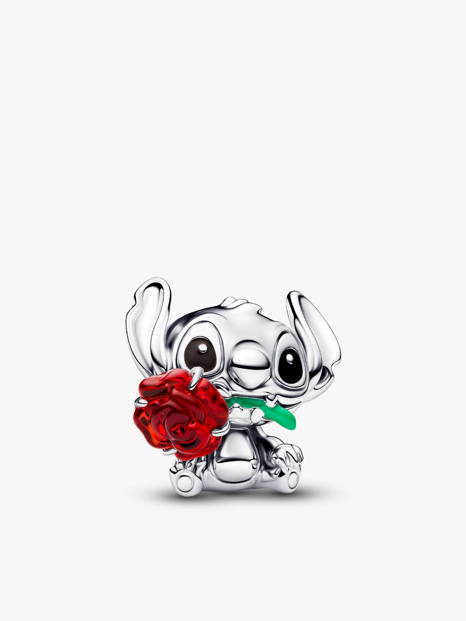Disney Stitch ve Gül Murano Camı Charm