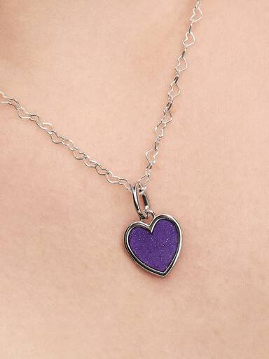 Özel Baskı Yapılabilir Mor Kalp Sallantılı Charm