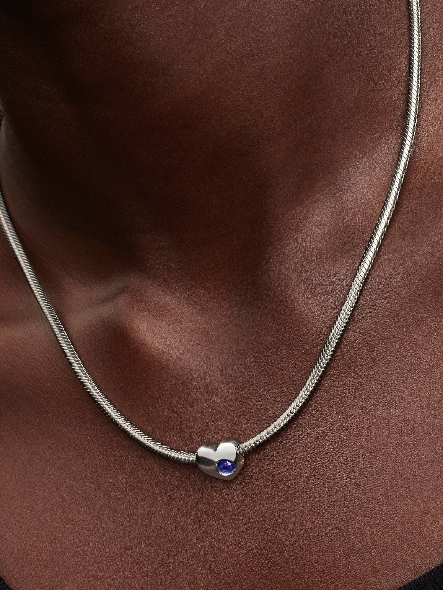 Özel Baskı Yapılabilir Mavi Taşlı Kalp Charm